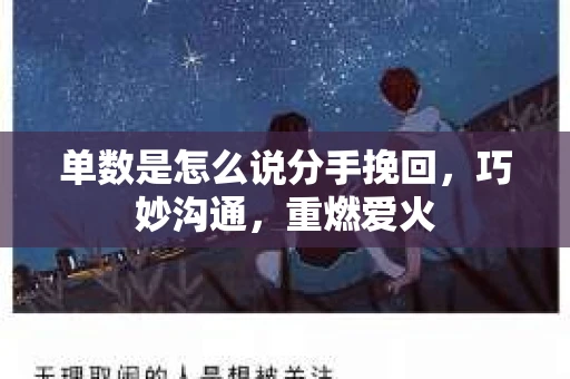 单数是怎么说分手挽回,巧妙沟通,重燃爱火 单数是怎么说分手挽回,巧妙沟通,重燃爱火