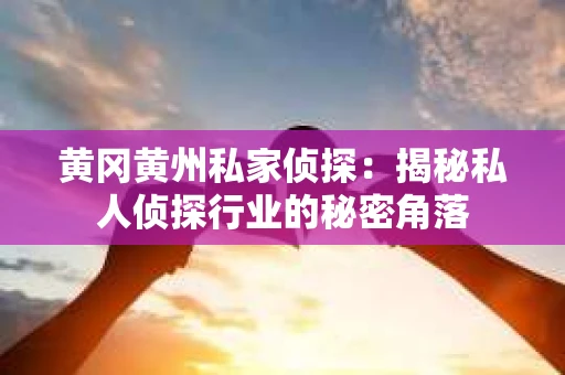 黄冈黄州私家侦探：揭秘私人侦探行业的秘密角落
