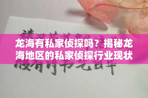 龙海有私家侦探吗？揭秘龙海地区的私家侦探行业现状