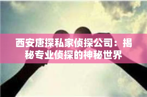 西安唐探私家侦探公司：揭秘专业侦探的神秘世界